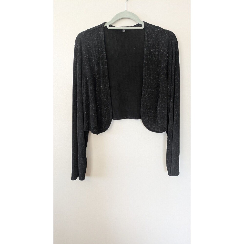 Vintage Y2K Jump Apparel Black Glitter Bolero Shrug 16W Formal Hoco Fairy Grunge